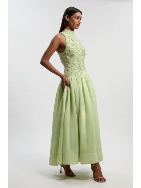 KAREN MILLEN Cornelli Embellished Taffeta Prom Dress
