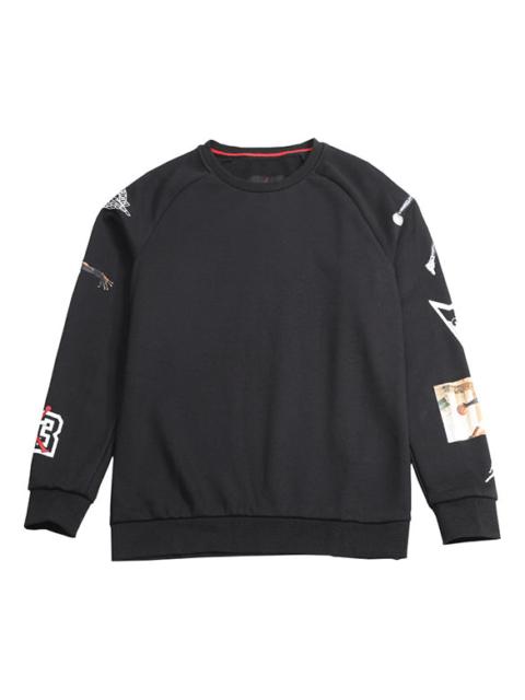 Jordan Air Jordan Printing Fleece Lined Athleisure Casual Sports Pullover Black CD5872-010
