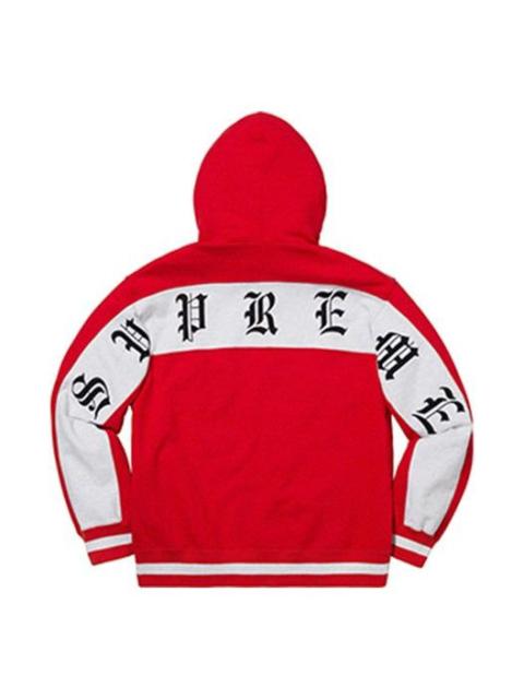 Supreme Supreme SS19 Old English Stripe Zip Up Sweatshirt Red Logo SUP-SS19-607