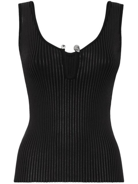 PHILIPP PLEIN coated ribbed-knit tank top