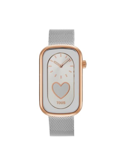 TOUS Two-tone analog Watch with heart silhouette and steel bracelet T-Band Club