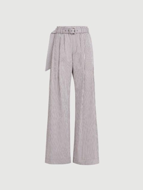 Brunello Cucinelli Striped cotton and silk poplin loose track trousers with monili