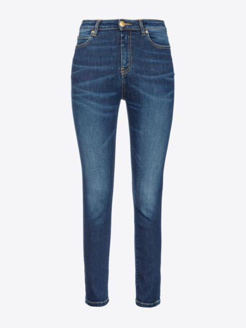 PINKO SKINNY STRETCH DENIM JEANS WITH EMBROIDERY ON THE BACK