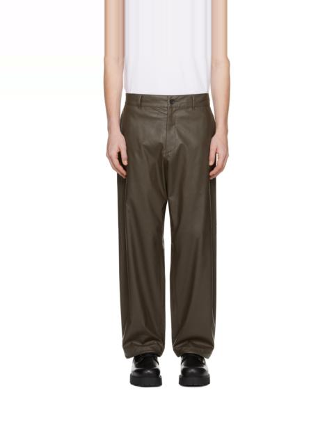 N.Hoolywood Brown Wide Faux-Leather Trousers
