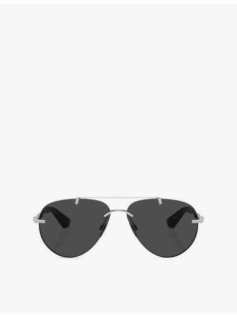 Burberry BE3151 Pilot-Frame Metal Sunglasses