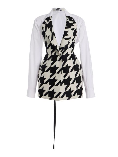 LaQuan Smith Houndstooth Tailored Mini Dress black/white