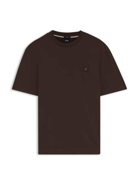 BOSS COTTON T-SHIRT WITH DOUBLE-B MONOGRAM BADGE