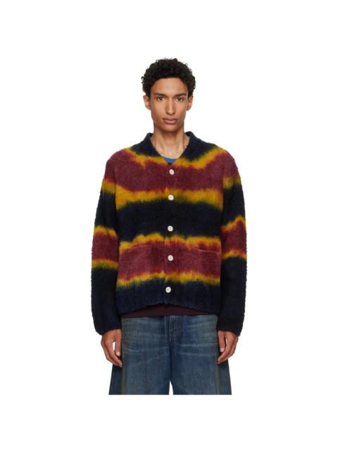 sacai Navy & Burgundy Chusen-Dyed Knit Cardigan