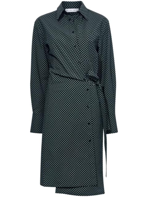 Proenza Schouler check-print poplin wrap dress