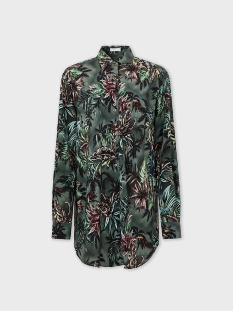 rabanne OVERSIZED SHIRT IN FLORAL-PRINTED SILK CREPE