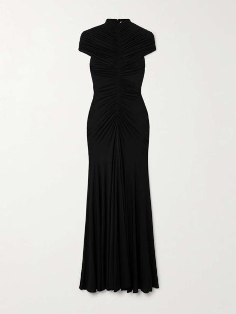 Alaïa Ruched jersey maxi dress Black