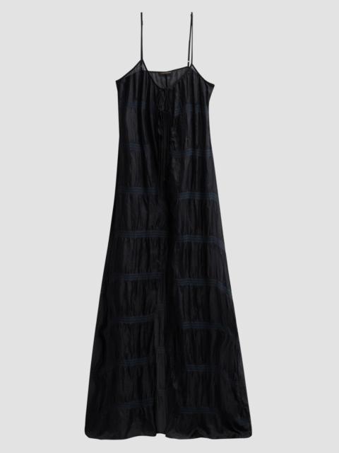 KIKI DE MONTPARNASSE Women's Smocked Silk Tie Maxi Gown - Black