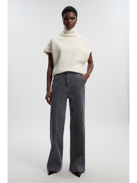 KAREN MILLEN Denim Button Front Straight Leg Trousers