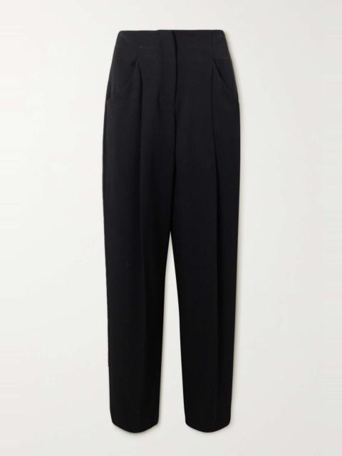 Pleated wool-twill tapered pants