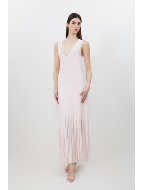 KAREN MILLEN Viscose Blend Sheer Skirt Maxi Knit Dress