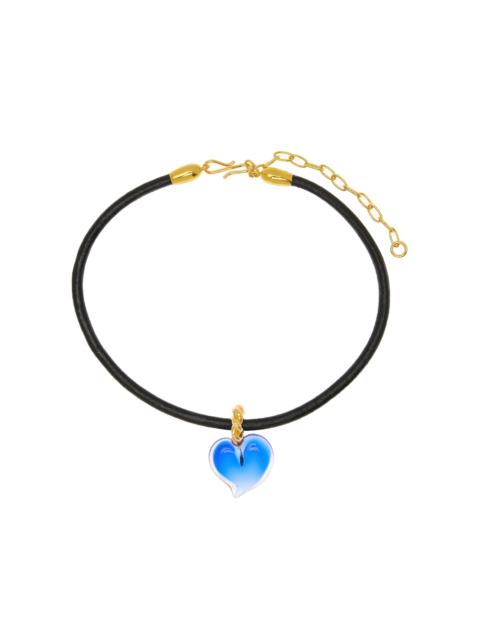 LIZZIE FORTUNATO Esme Leather Glass Necklace blue