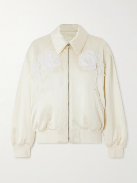 Jil Sander Embroidered Satin-twill Bomber Jacket