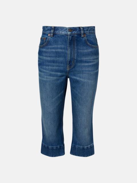 Chloé Leather-trimmed capri jeans