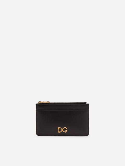Dolce & Gabbana Medium calfskin card holder with baroque D&G
