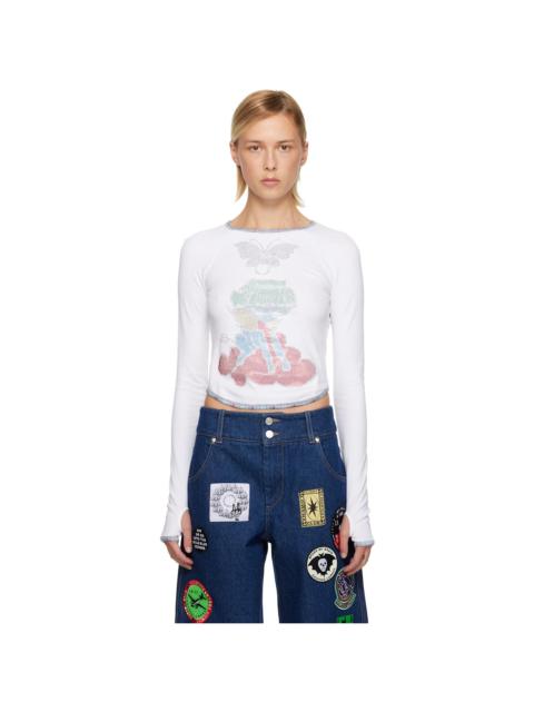 Chopova Lowena White Crystal Cloud Fitted Jersey T-shirt