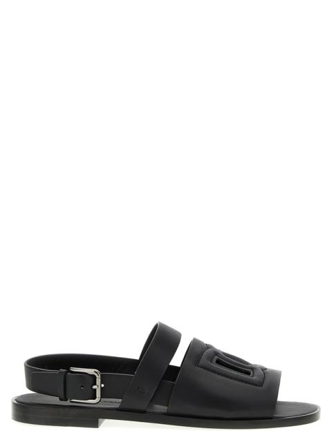 Dolce & Gabbana Logo Leather Sandals Black