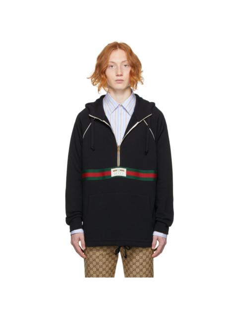 GUCCI Black French Terry Half-Zip Hoodie