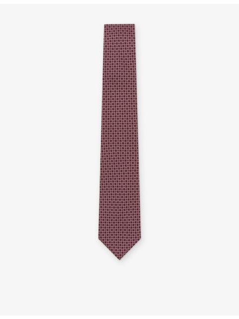 REISS Geometric Chain-Print Silk Tie