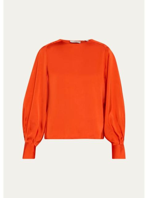 Vince Satin Tie-Neck Raglan Top