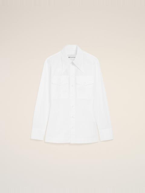 AMI Paris WHITE COTTON SHARP COLLAR FITTED SHIRT