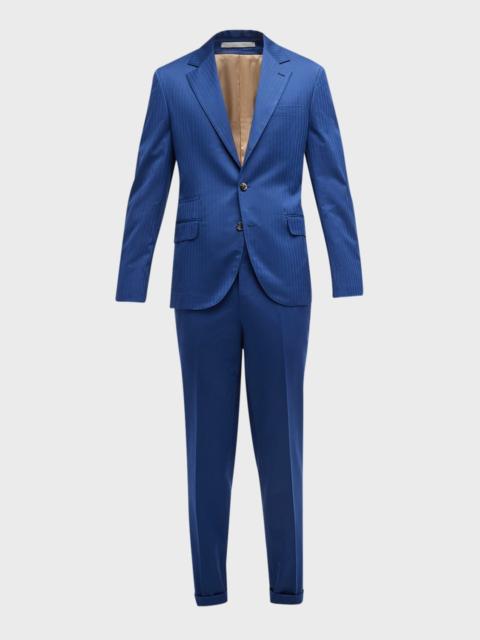 Brunello Cucinelli Men’s Cotton Chevron Solaro 2-Piece Suit