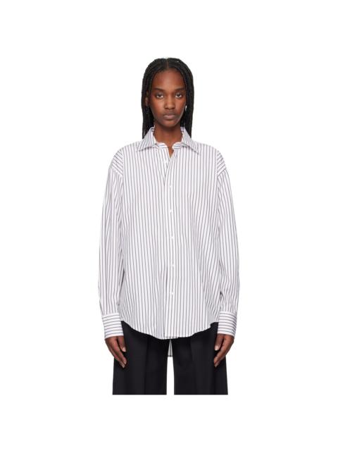 FILIPPA K White & Brown Classic Stripe Shirt