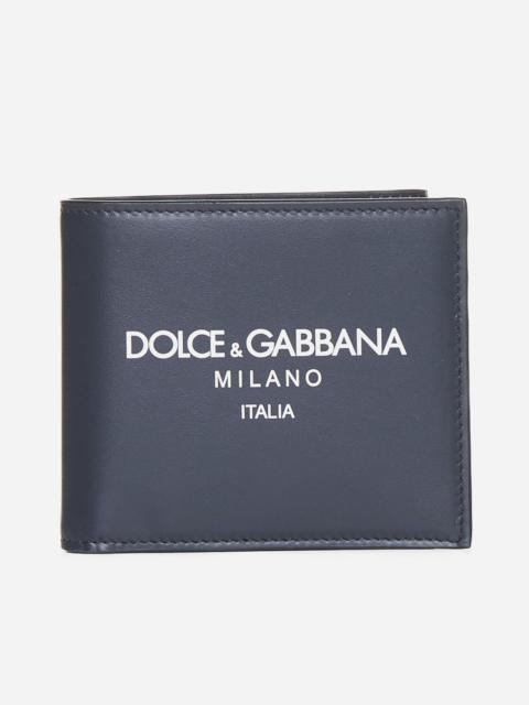 Logo leather bifold wallet