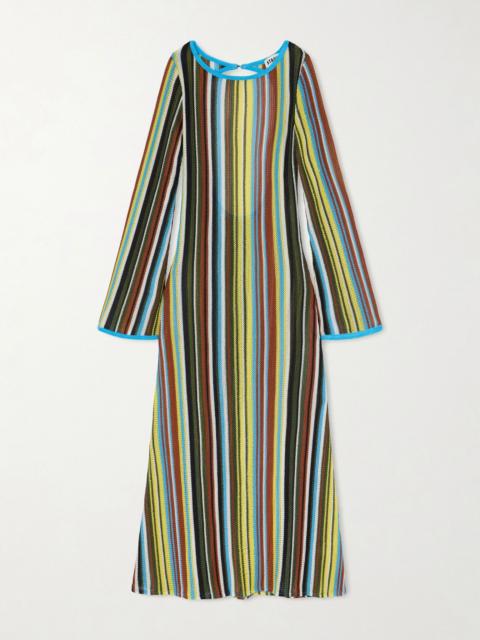 STAUD Lorena open-back striped knitted maxi dress Multi