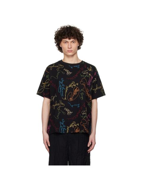 BODE Black Signature Scrawl Boxy T-shirt