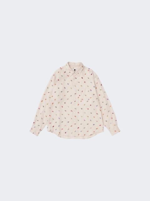 vowels Floral Embroidered Overshirt Cream