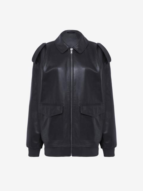 The Frankie Shop Viper Leather Jacket - Black