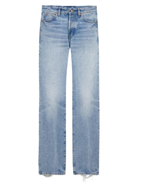 SAINT LAURENT Women's Low-Rise Jeans in Sicily Denim - Sicily Blue