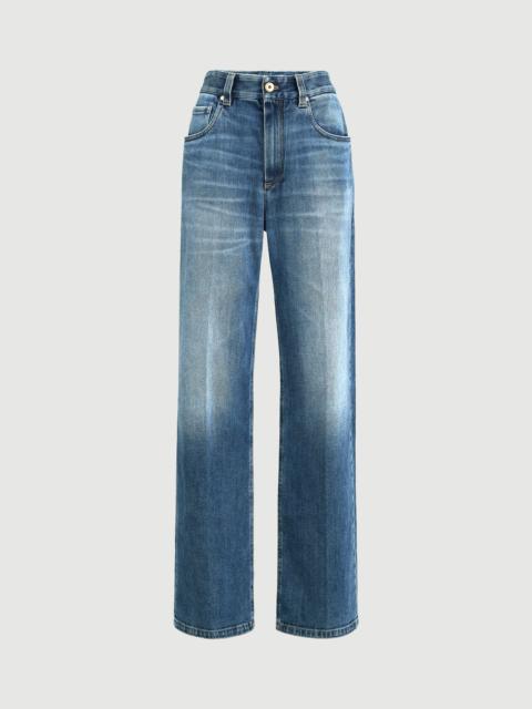 Brunello Cucinelli Comfort cotton denim contemporary loose trousers with monili