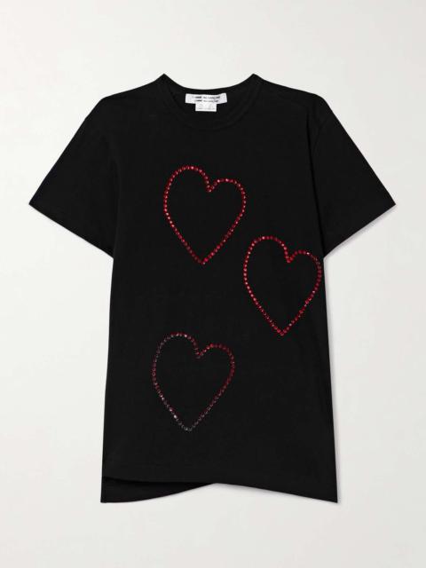 Comme des Garçons Comme des Garçons Asymmetric embellished cotton-jersey T-shirt
