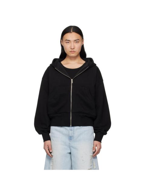 lesugiatelier Black Cut Out Zip Hoodie