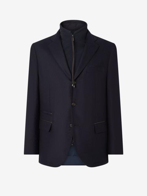 CORNELIANI Blue techno cashmere jacket with detachable vest