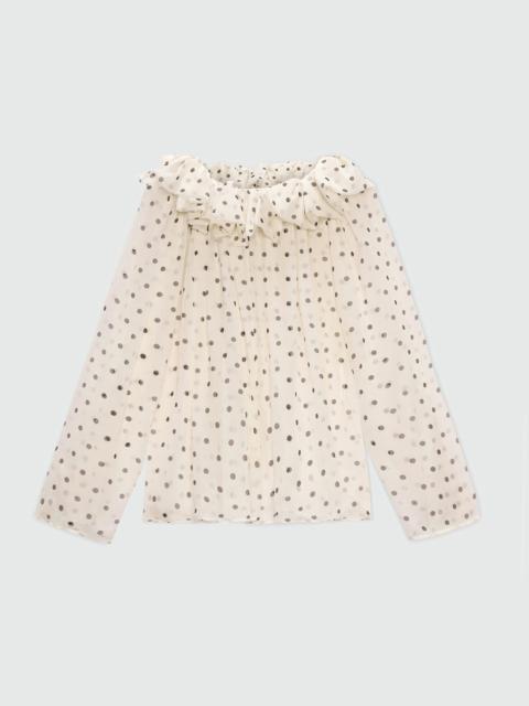 MSGM Polka dot chiffon blouse with maxi ruffle.