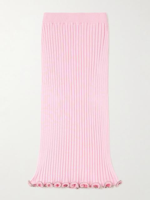 Jil Sander Bead-embellished Ribbed-knit Midi Skirt