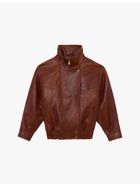 REISS Petra Oversized Leather Jacket