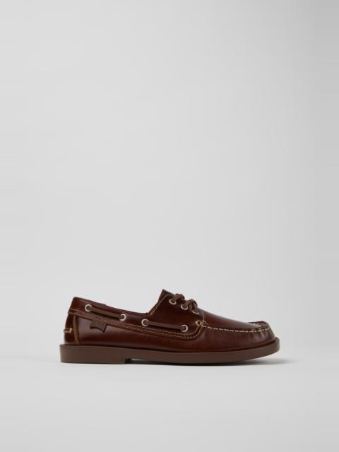 CAMPER Don Brown Leather Moccasin/Nautical Shoes for Men.