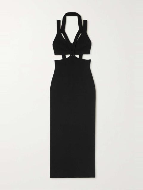 Dion Lee Interlink cutout layered stretch-crepe and ribbed-knit midi dress