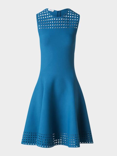 AKRIS Dot Lace Sleeveless A-line Knit Dress