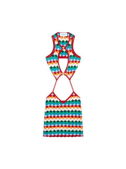 CASABLANCA Rainbow Shell Crochet Dress