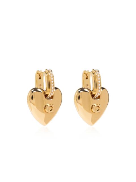 COACH heart embellished earrings