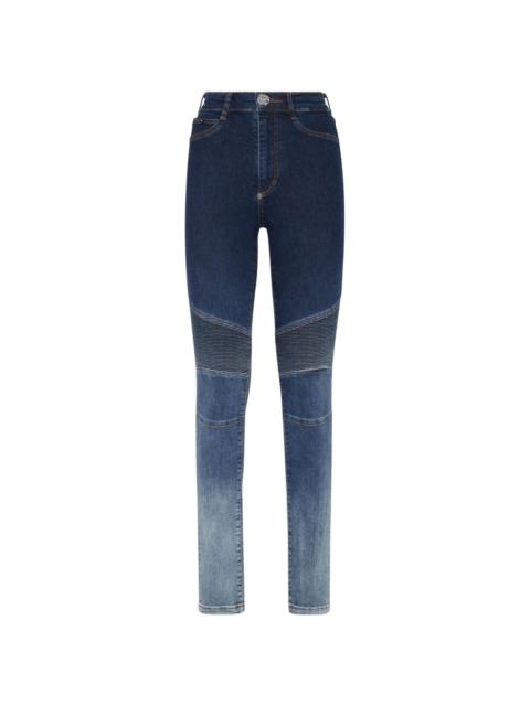PHILIPP PLEIN logo-patch cotton blend skinny jeans